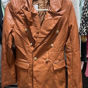 Women's Double-Breasted Tan Jacket